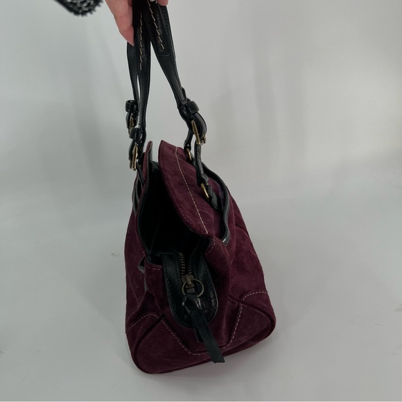 Coach Hamilton Burgundy Suede Leather Tote Bag Satchel Style 7474 Excellent - Picture 15 of 16
